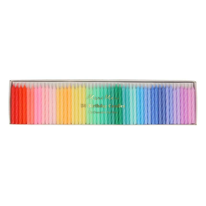 Mini Bougies (50) Torsadées Arc-En-Ciel-Meri Meri-MME-271246-CLÉMENT