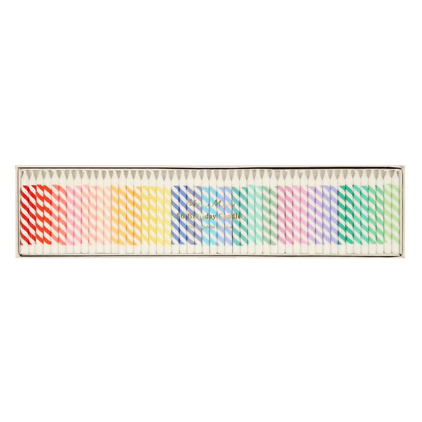 Mini Bougies (50) Rayées Arc-En-Ciel-Meri Meri-MME-271372-CLÉMENT