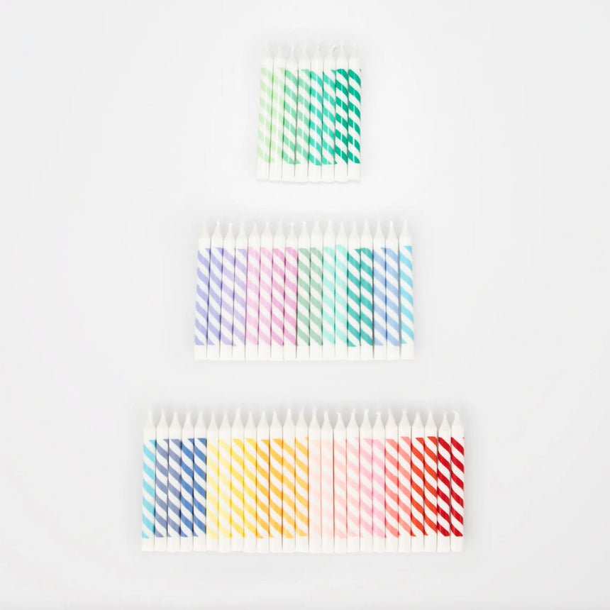 Mini Bougies (50) Rayées Arc-En-Ciel-Meri Meri-MME-271372-CLÉMENT