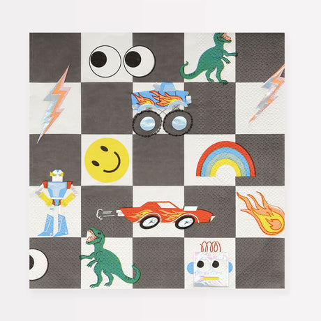 Serviettes en Papier (16) - Rétro Dinosaure-Meri Meri-MME-287331-CLÉMENT