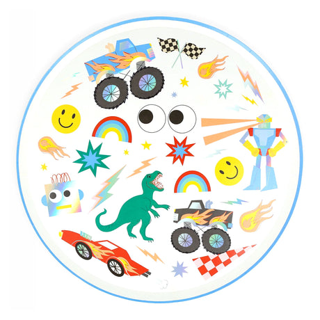 Assiettes de Carton (8) - Rétro Dinosaure-Meri Meri-MME-287340-CLÉMENT