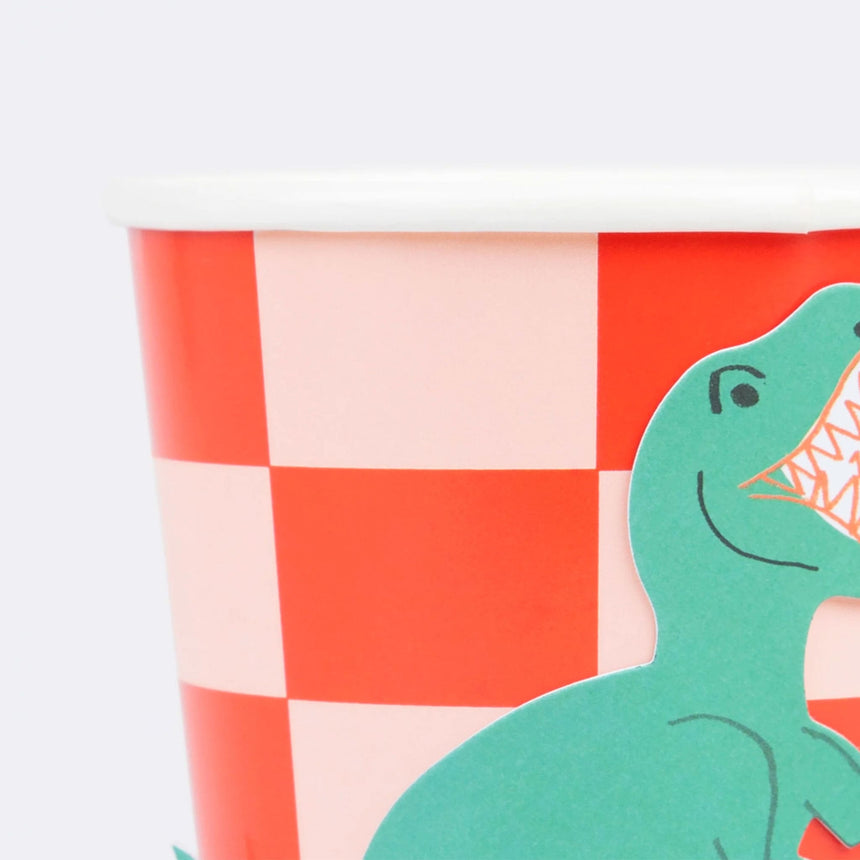 Verres de Carton (8) - Rétro Dinosaure-Meri Meri-MME-287394-CLÉMENT
