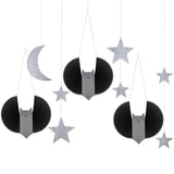 Grandes décorations d’Halloween suspendues : chauve-souris, étoiles et lune (x 7)-Meri Meri-MME-303891-CLÉMENT