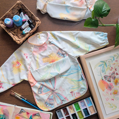 Bavoir Manches Longues Pochette intégrée 2-4ans - Soleil fleuri collaboration avec Lysa Jordan-Micasso-MSO-JIBAV-BUTTER-CLÉMENT