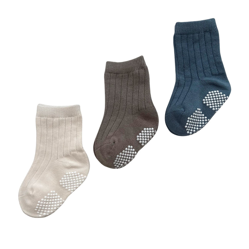 Bas (3) Gris Bleu Pointures 6-36mois-Mini et toi-Bleu-6-12 m-MTI-BAS01BL-CLÉMENT