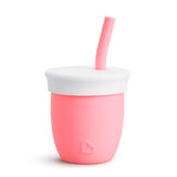 Verre en Silicone avec Paille 4oz - Corail-Munchkin-MUN-17777-CLÉMENT