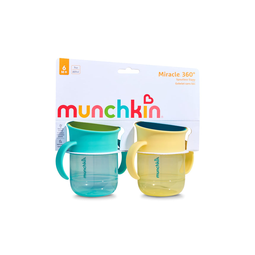 Tasse Gobelet d’Apprentissage Miracle 360° 7 oz (2) - Bleu/Jaune-Munchkin-MUN-28696P-CLÉMENT