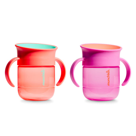 Tasse Gobelet d’Apprentissage Miracle 360° 7 oz (2) - Corail/Mauve-Munchkin-MUN-28697P-CLÉMENT