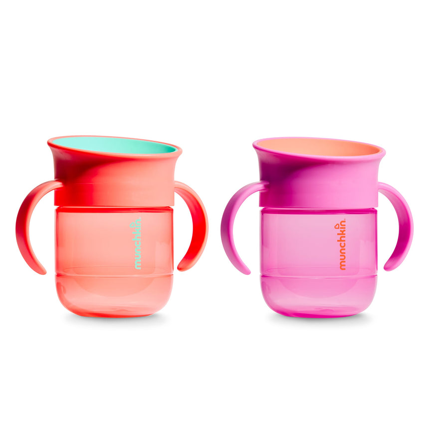 Tasse Gobelet d’Apprentissage Miracle 360° 7 oz (2) - Corail/Mauve-Munchkin-MUN-28697P-CLÉMENT