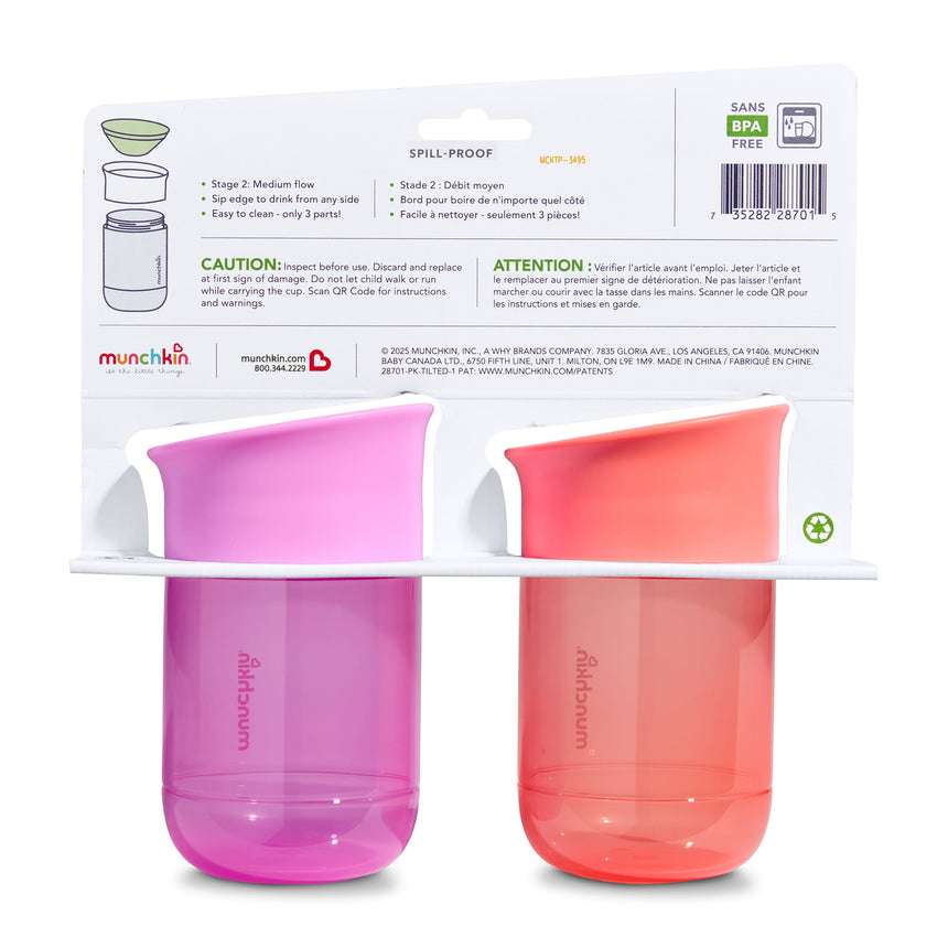 Tasse Gobelets Miracle 360° 10 oz (2) - Corail/Mauve-Munchkin-MUN-28701P-CLÉMENT