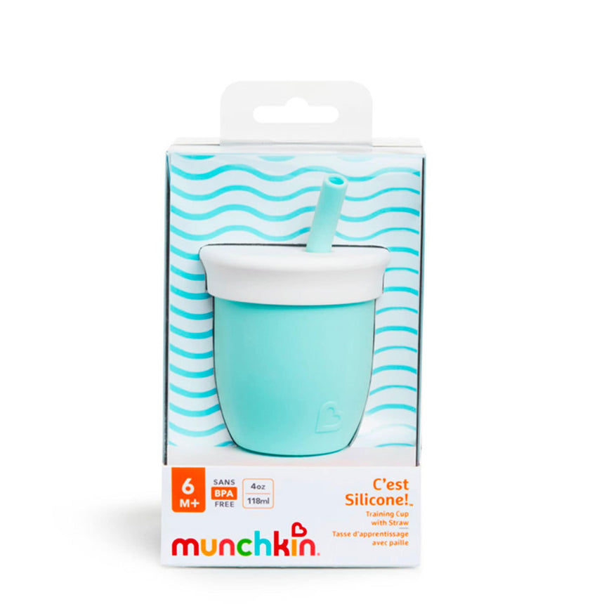 Verre en Silicone avec Paille 4oz - Menthe-Munchkin-MUN-31145-CLÉMENT