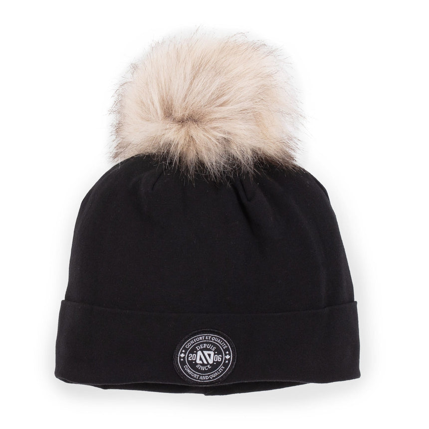 Tuque Pompon Unie Noire 7-14ans-Nano-Noir-7-14 ans-NAN-BFTUJ500-CLÉMENT