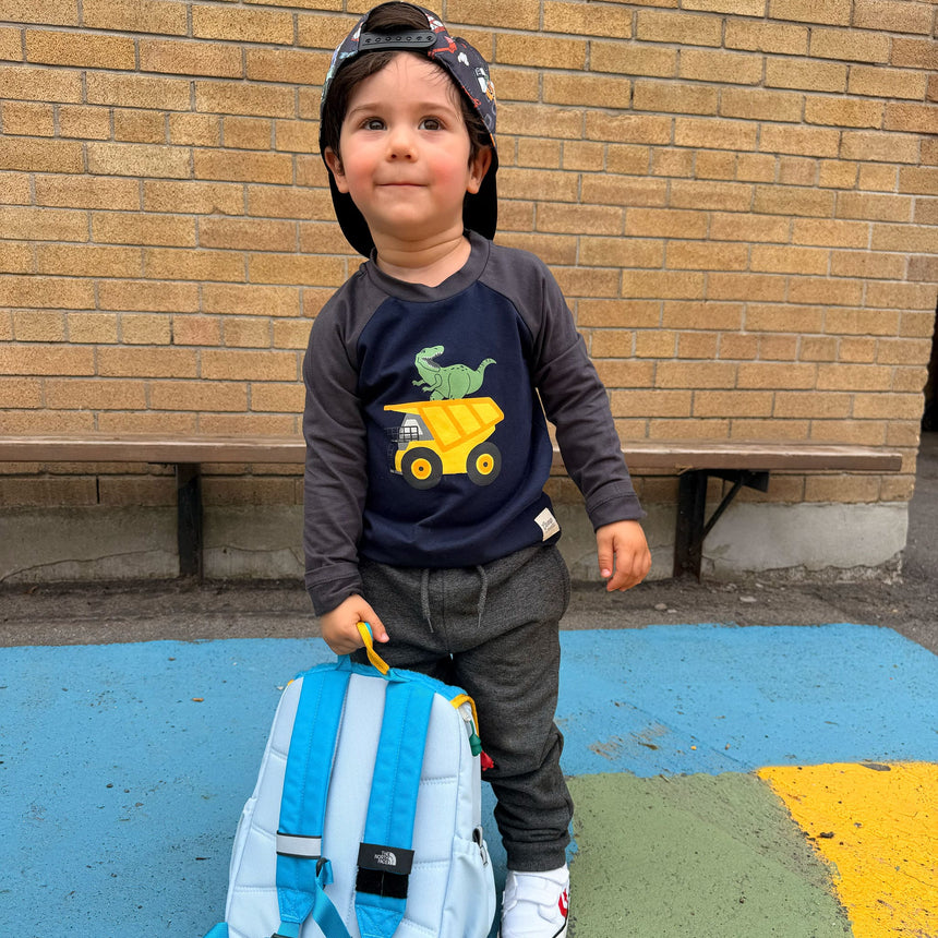 T-shirt Raglan Camion Dino 2-8ans-Camp by Birdz-NAS-CLSPKB393-DB-CLÉMENT