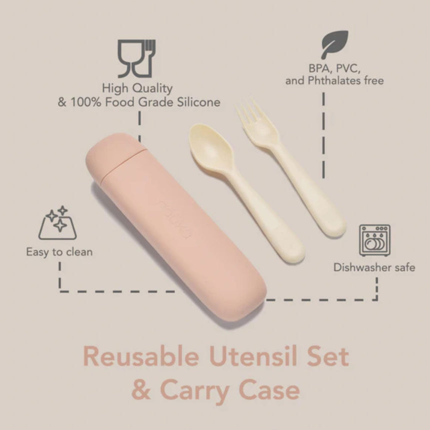 Coffret D'Ustensiles Réutilisables et Étui de Transport - Blush-Nouka-NOU-UTC01-CLÉMENT