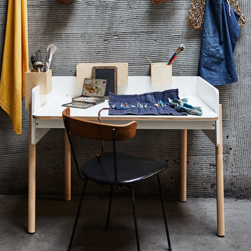 Bureau De Travail Brooklyn - Blanc/ Naturel-Oeuf-OEU-1BD01-CLÉMENT