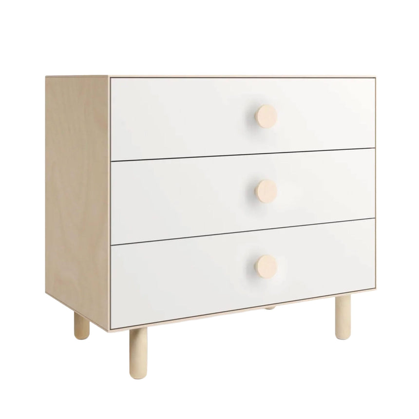 Commode 3 Tiroirs Dot - Blanc/ Naturel-Oeuf-OEU-1M3D-D-01-CLÉMENT