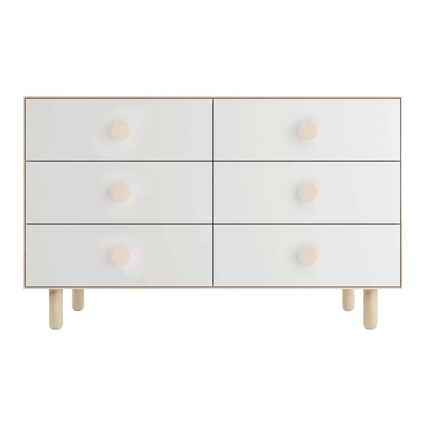 Commode 6 Tiroirs Dot - Blanc/ Naturel-Oeuf-OEU-1M6D-D-01-CLÉMENT