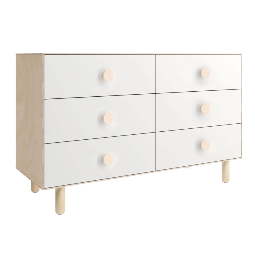 Commode 6 Tiroirs Dot - Blanc/ Naturel-Oeuf-OEU-1M6D-D-01-CLÉMENT