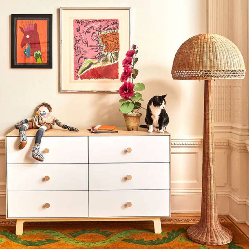 Commode 6 Tiroirs Blanc/ Naturel-Oeuf-OEU-1M6D-S-01-CLÉMENT