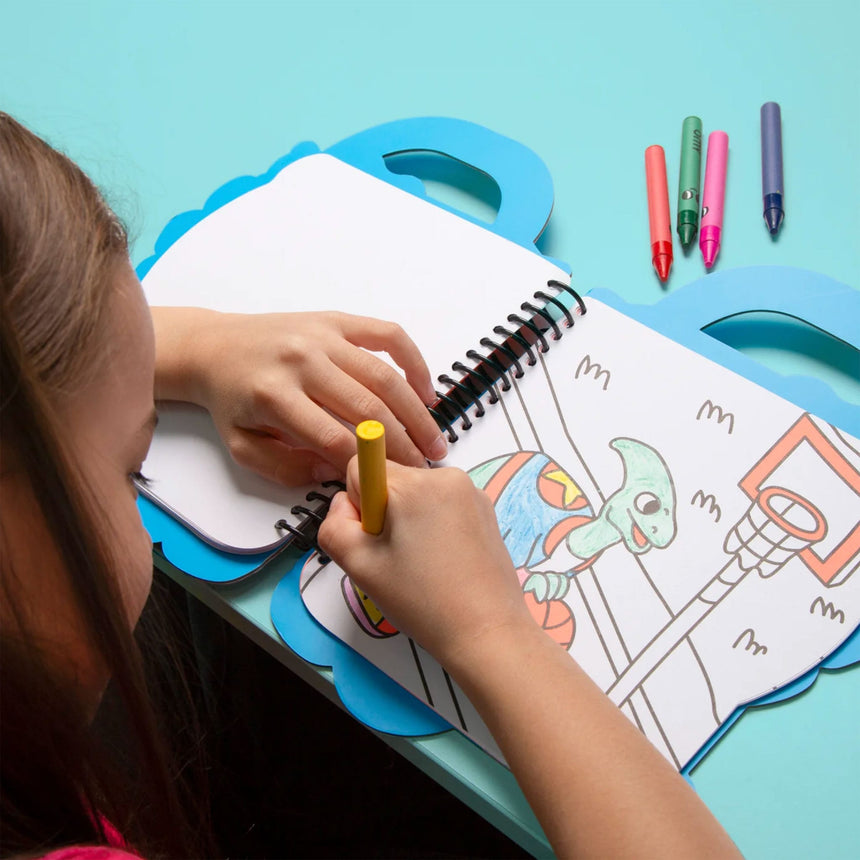 Super Livre de Coloriage et Autocollants - Dinos-OMY World-OMY-CAH12-CLÉMENT