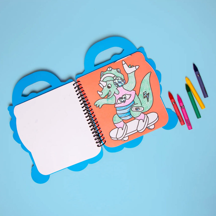Super Livre de Coloriage et Autocollants - Dinos-OMY World-OMY-CAH12-CLÉMENT