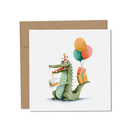 Mini Carte de Souhait de Fête - Rocco le Crocodile-Mimosa Design-OSA-MIN-1064-CLÉMENT