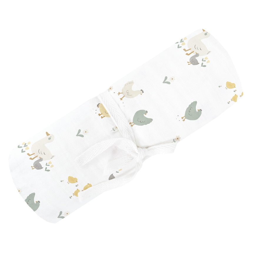 Couverture Mousseline Poules-Perlimpinpin-PER-MS35BB-PO-CLÉMENT