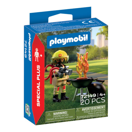 Pompier et barbecue en feu Spécial +-Playmobil-PLM-72149-CLÉMENT