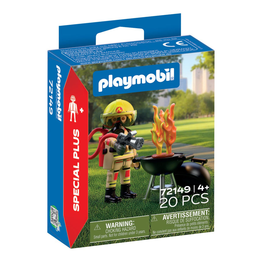 Pompier et barbecue en feu Spécial +-Playmobil-PLM-72149-CLÉMENT