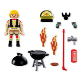 Pompier et barbecue en feu Spécial +-Playmobil-PLM-72149-CLÉMENT