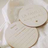 Pastille d’annonce de grossesse en bois La famille s’agrandit-Le petit Tableau Noir-PTN-PAST-AGRANDI-CLÉMENT