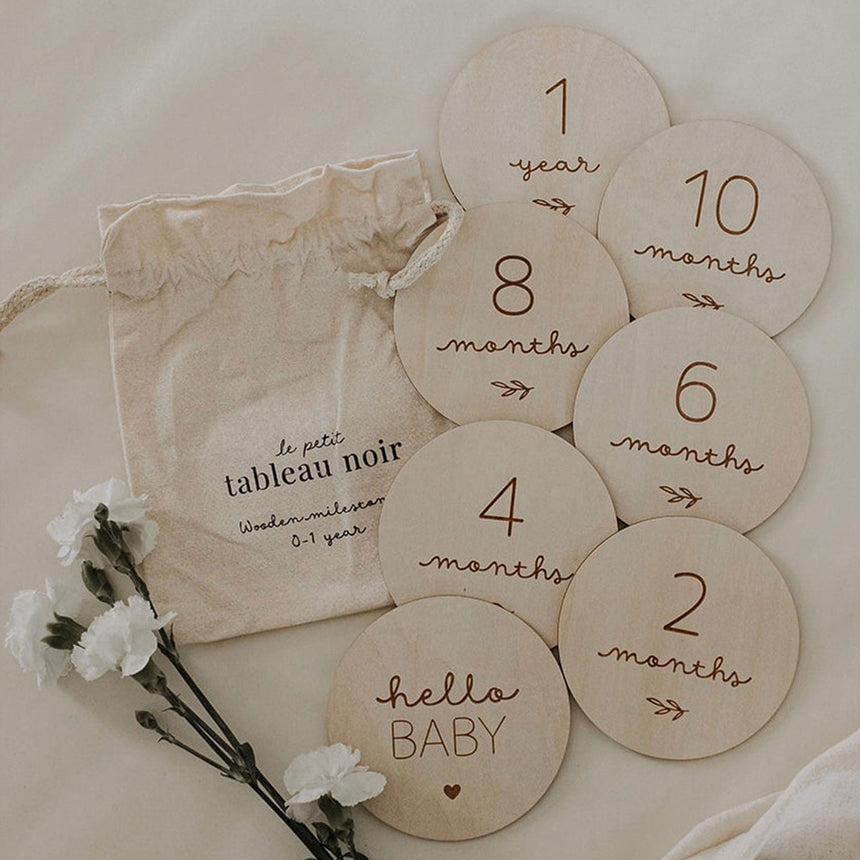 Pastilles en bois - Wooden Baby Milestones (anglais seulement)-Le petit Tableau Noir-PTN-PASTFIRSTYEA-CLÉMENT