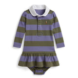 Robe Rayée Rugby 6-24mois-Polo Ralph Lauren-Mauve-6 m-RLA-310879027500-CLÉMENT