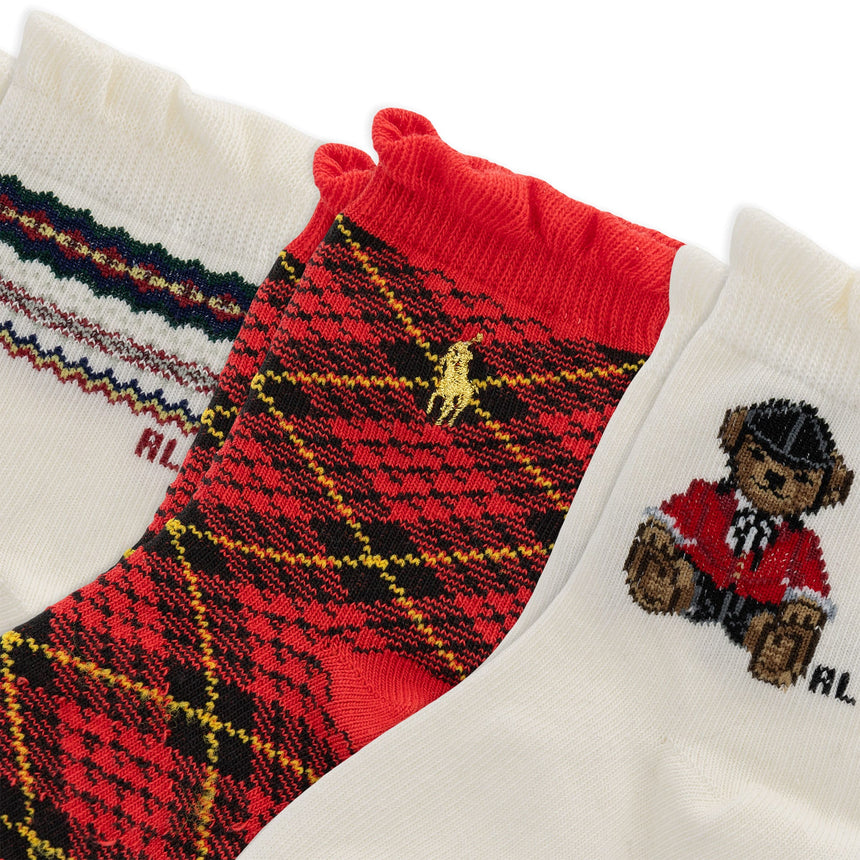 Ensemble de 3 paires de chaussettes Ourson équestre - 6 à 24 mois-Polo Ralph Lauren-RLB-G41437IPK-CLÉMENT