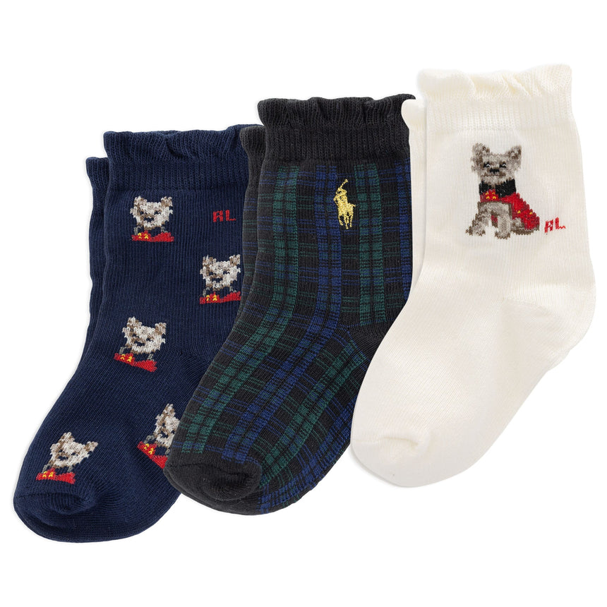 Ensemble de 3 paires de chaussettes Chien festif - 6 à 24 mois-Polo Ralph Lauren-Ivoire-6-12 m-RLB-G41438IPK-CLÉMENT