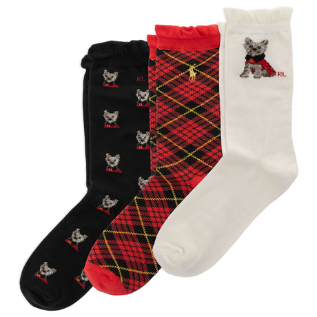 Ensemble de 3 paires de chaussettes Chien festif - Pointures 4 à 11-Polo Ralph Lauren-Ivoire-4-6X-RLB-G42313GPK-CLÉMENT
