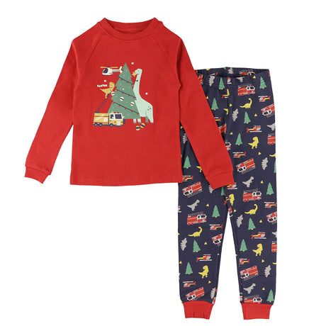 Pyjama Dinosaures 2-14ans-Roche Ciseaux-Rouge-2-ROO-T5998-CLÉMENT