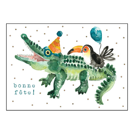 Carte de Souhait Bonne Fête Crocodile-STÉPHANIE RENIÈRE ILLUSTRATION-SRI-CHRISTOPHE01-CLÉMENT