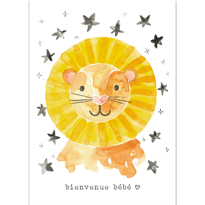Carte de Souhait Bienvenue Bébé - Lion-STÉPHANIE RENIÈRE ILLUSTRATION-SRI-LAMBERT2-CLÉMENT