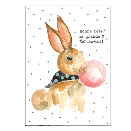 Carte de Souhait Bonne Fête Lapin-STÉPHANIE RENIÈRE ILLUSTRATION-SRI-LUCY05-CLÉMENT
