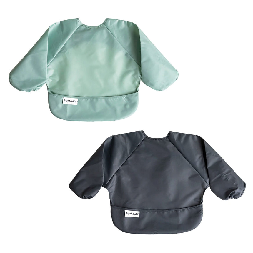 Bavoir Manches Longues (2) - Sauge / Charcoal-Tiny Twinkle-TIN-TT275-CLÉMENT