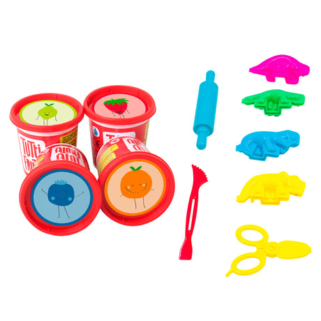 Ensemble Pâtes à Modeler - Dinosaures-Tutti Frutti-TUF-BJTT14815-CLÉMENT
