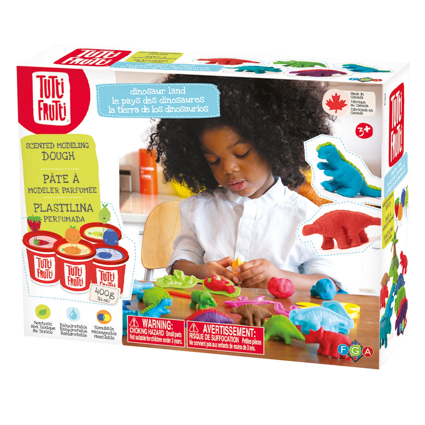 Ensemble Pâtes à Modeler - Dinosaures-Tutti Frutti-TUF-BJTT14815-CLÉMENT