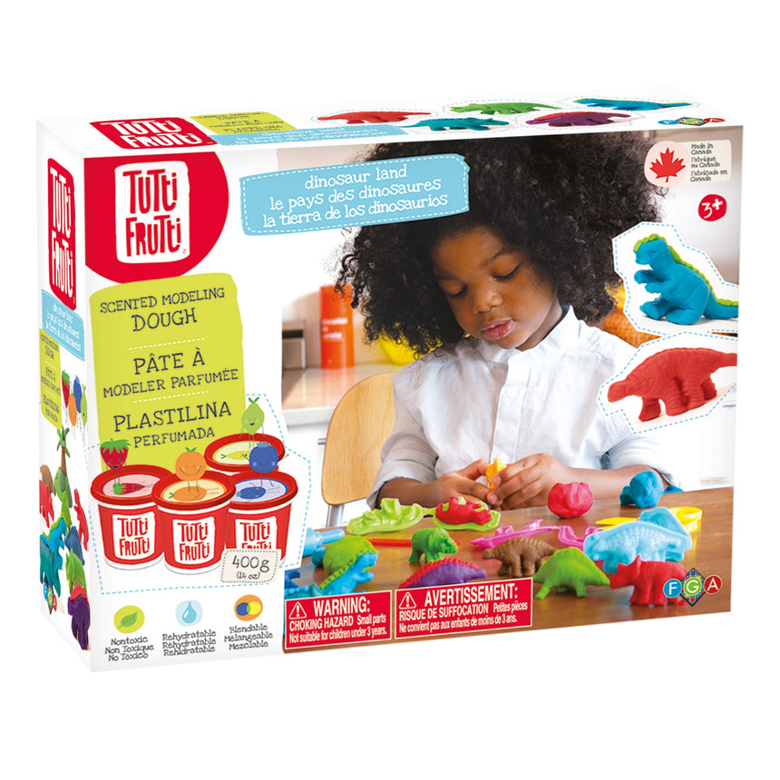 Ensemble Pâtes à Modeler - Dinosaures-Tutti Frutti-TUF-BJTT14815-CLÉMENT