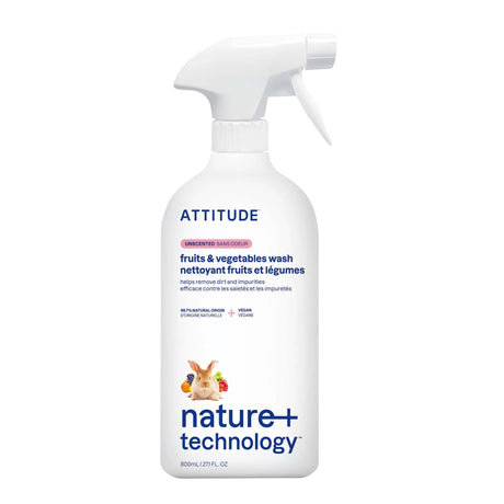 Nettoyant pour fruits et légumes Non parfumé 800 ml-Attitude-UDE-10780-CLÉMENT