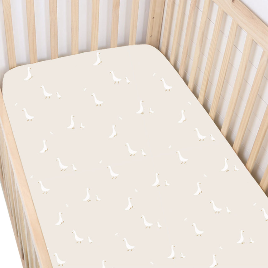 Drap Contour Bambou pour Lit de Bébé - Oies-Günamüna-UNA-1600GOOSE-CLÉMENT