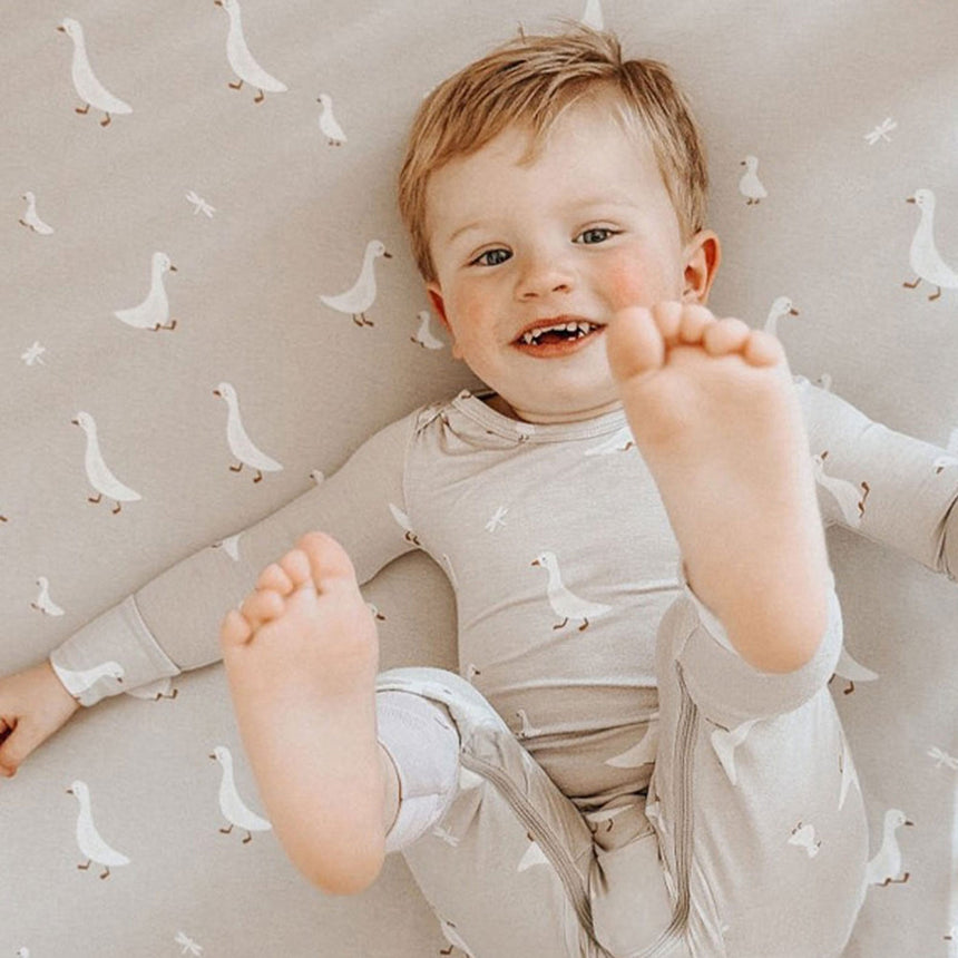 Drap Contour Bambou pour Lit de Bébé - Oies-Günamüna-UNA-1600GOOSE-CLÉMENT