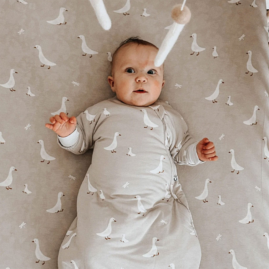 Drap Contour Bambou pour Lit de Bébé - Oies-Günamüna-UNA-1600GOOSE-CLÉMENT