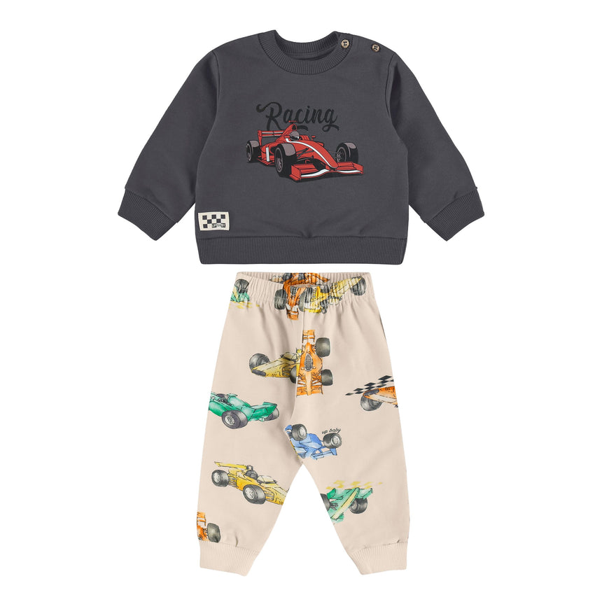 Ensemble Ouaté Voitures Course 3-24mois-Up Baby-Charcoal-3-6 m-UPB-46725-194104-CLÉMENT