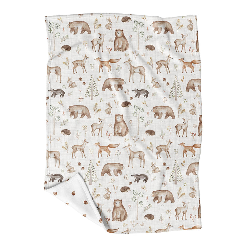 Petite Couverture Minky - Animaux de la Forêt-Veille sur Toi-VST-VSTCVBOISE-CLÉMENT
